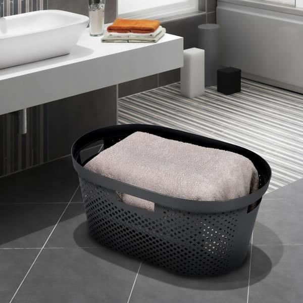Szennyeskosár, 4 fogantyúval, műanyag, antracit, 40 L, 59x39x27 cm, Infinity Recycled, Curver
