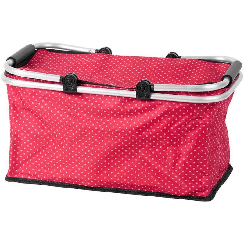 Cos pentru cumparaturi, model buline, rosu, max 5 kg, 47x28x25 cm, Jela