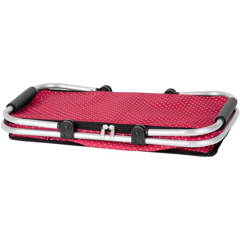 Cos pentru cumparaturi, model buline, rosu, max 5 kg, 47x28x25 cm, Jela