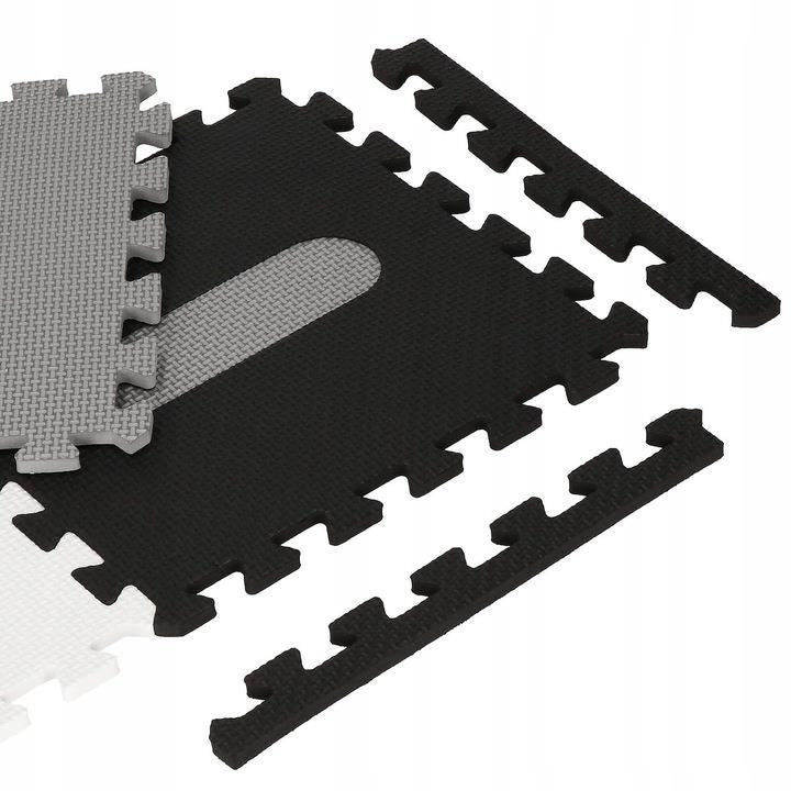 Covor spuma ptr copii, EVA gri cu negru, model alfabet si numere, 172x172x1cm, Springos