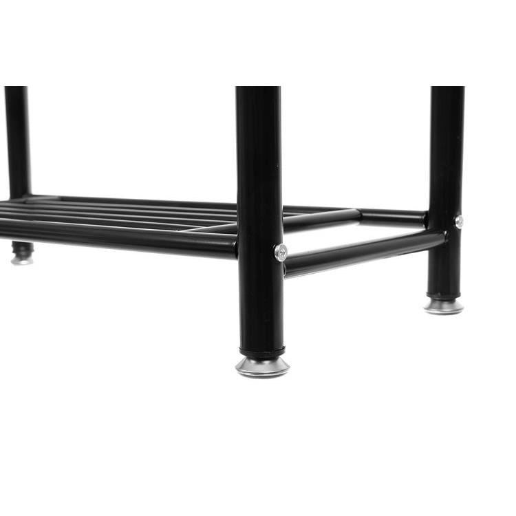 Cuier cu 3 rafturi pentru incaltaminte, 9 carlige duble, metalic, negru, 65x29x192 cm