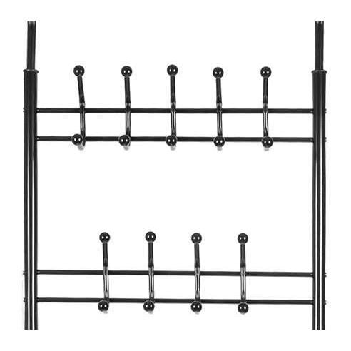 Cuier cu 3 rafturi pentru incaltaminte, 9 carlige duble, metalic, negru, 65x29x192 cm
