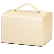 Cutie pentru bijuterii, MDF, piele ecologica si catifea, crem si roz, cu oglinda, 17.5x14x12.5 cm, Springos