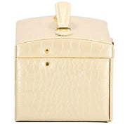 Cutie pentru bijuterii, MDF, piele ecologica si catifea, crem si roz, cu oglinda, 17.5x14x12.5 cm, Springos