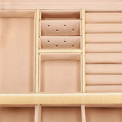 Cutie pentru bijuterii, MDF, piele ecologica si catifea, crem si roz, cu oglinda, 17.5x14x12.5 cm, Springos