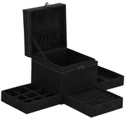Cutie pentru bijuterii, catifea, negru, 12x12x12 cm, Springos