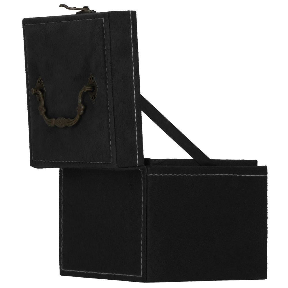 Cutie pentru bijuterii, catifea, negru, 12x12x12 cm, Springos