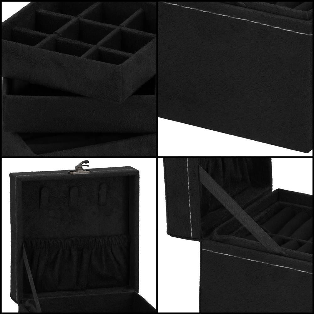 Cutie pentru bijuterii, catifea, negru, 12x12x12 cm, Springos