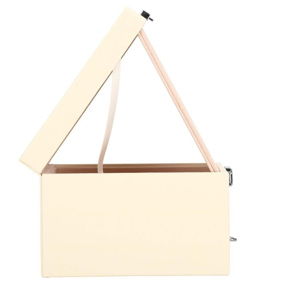 Cutie pentru bijuterii, catifea si piele ecologica, crem si roz, cu oglinda, 16x16x11 cm, Springos