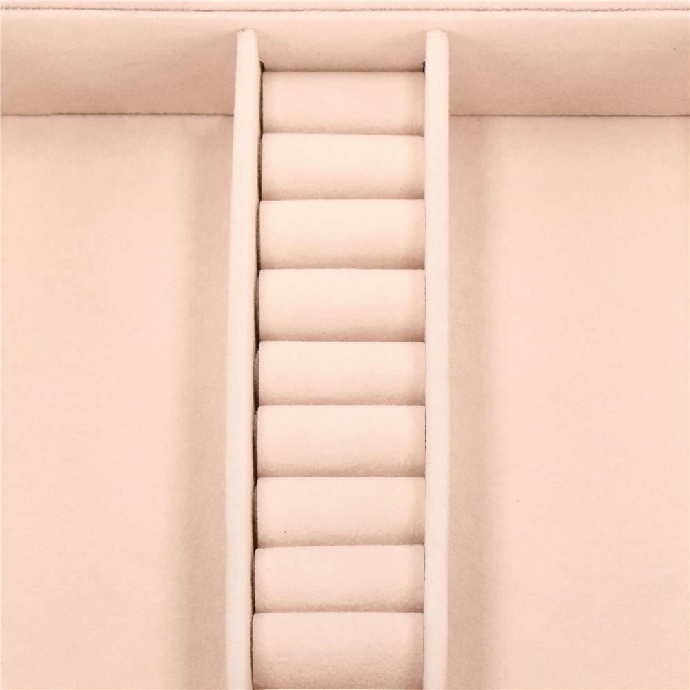 Cutie pentru bijuterii, catifea si piele ecologica, negru si roz, cu oglinda, 16x16x11 cm, Springos