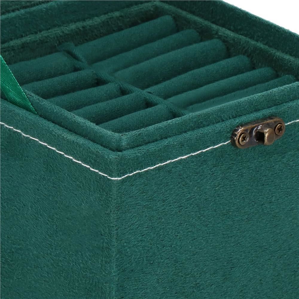 Cutie pentru bijuterii, catifea, verde, 12x12x12 cm, Springos