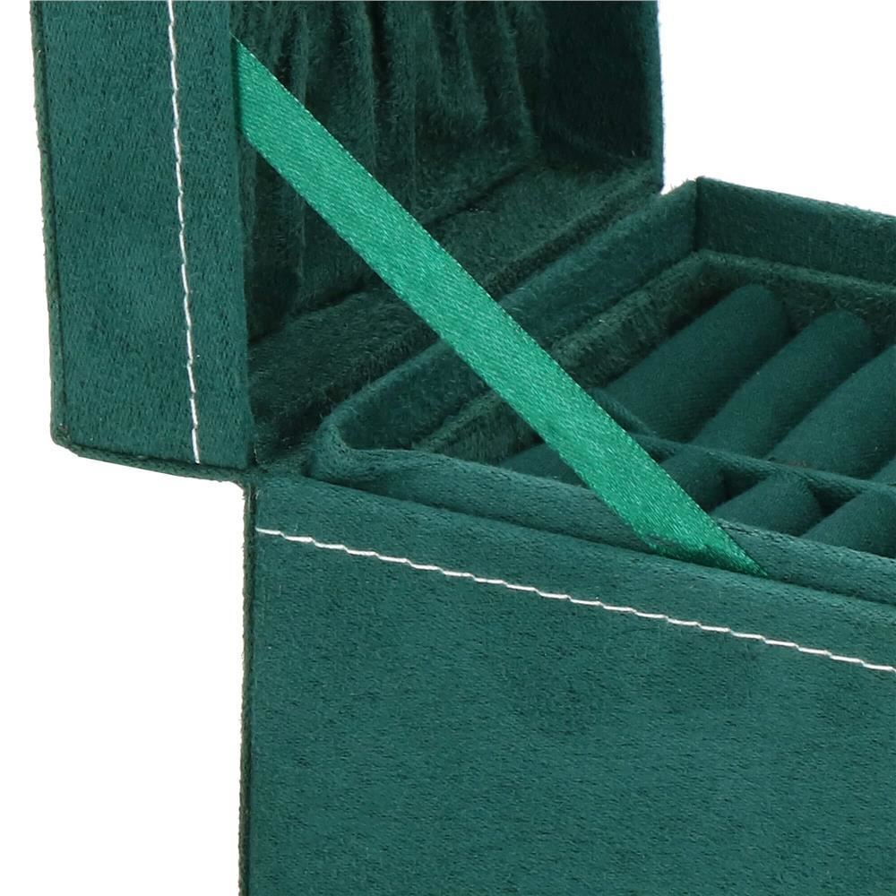 Cutie pentru bijuterii, catifea, verde, 12x12x12 cm, Springos