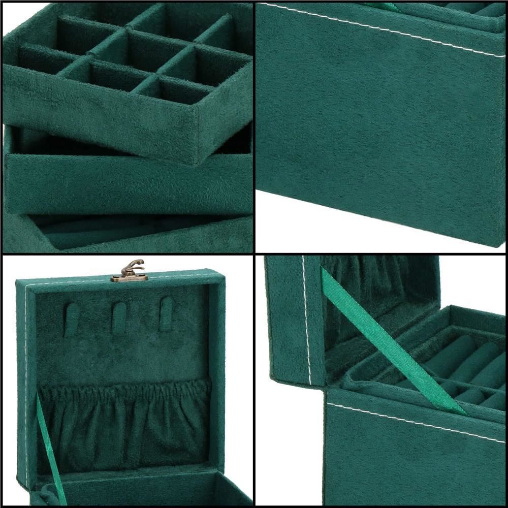 Cutie pentru bijuterii, catifea, verde, 12x12x12 cm, Springos