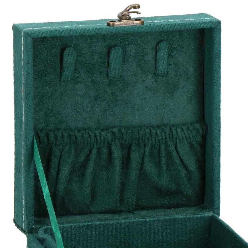 Cutie pentru bijuterii, catifea, verde, 12x12x12 cm, Springos