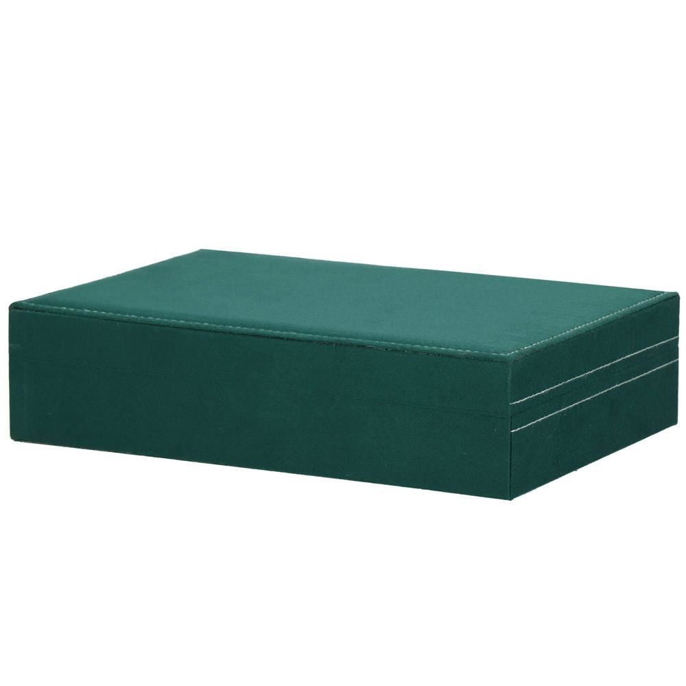 Cutie pentru bijuterii, catifea, verde, 28x19.5x7 cm, Springos