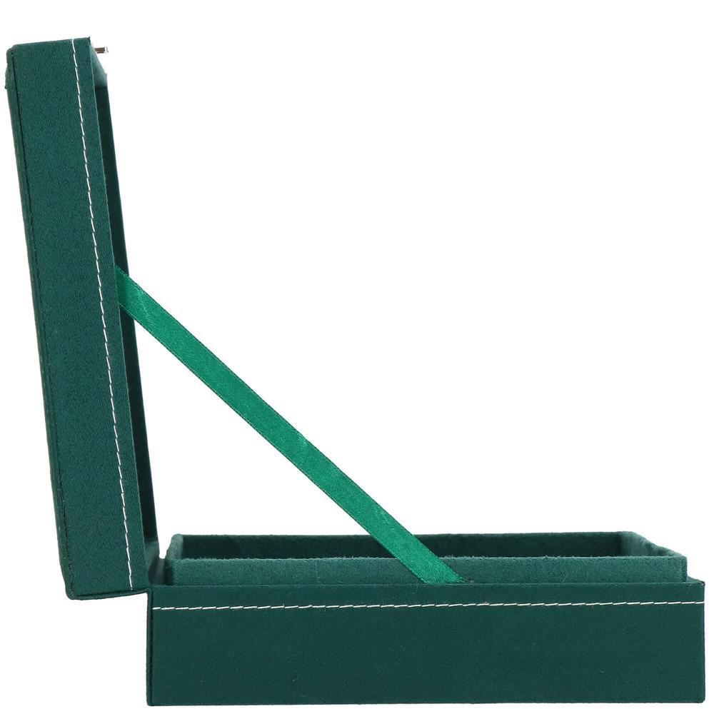 Cutie pentru bijuterii, catifea, verde, 28x19.5x7 cm, Springos