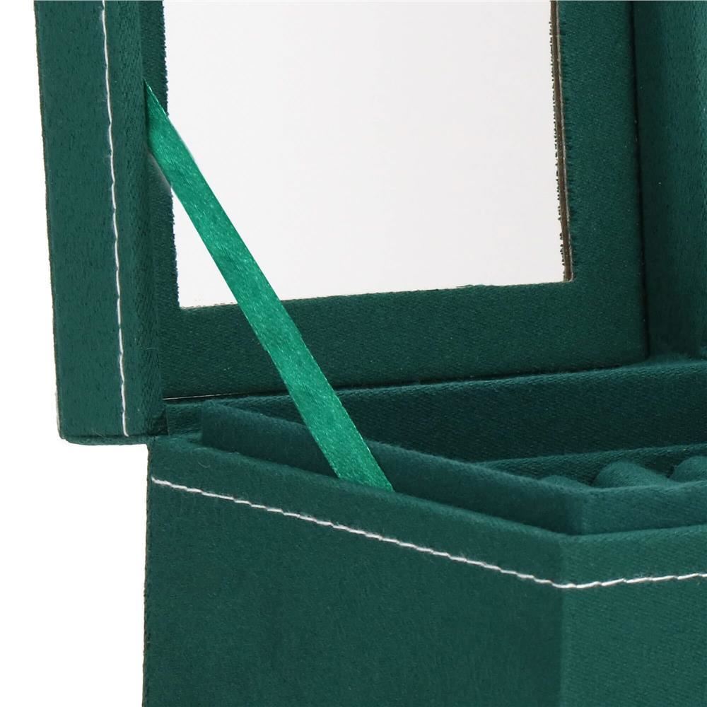 Cutie pentru bijuterii, catifea, verde, cu oglinda, 12x12x12 cm, Springos