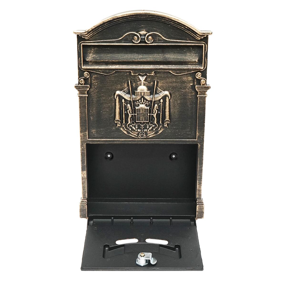Postaláda, antik arany, 26x9x41 cm