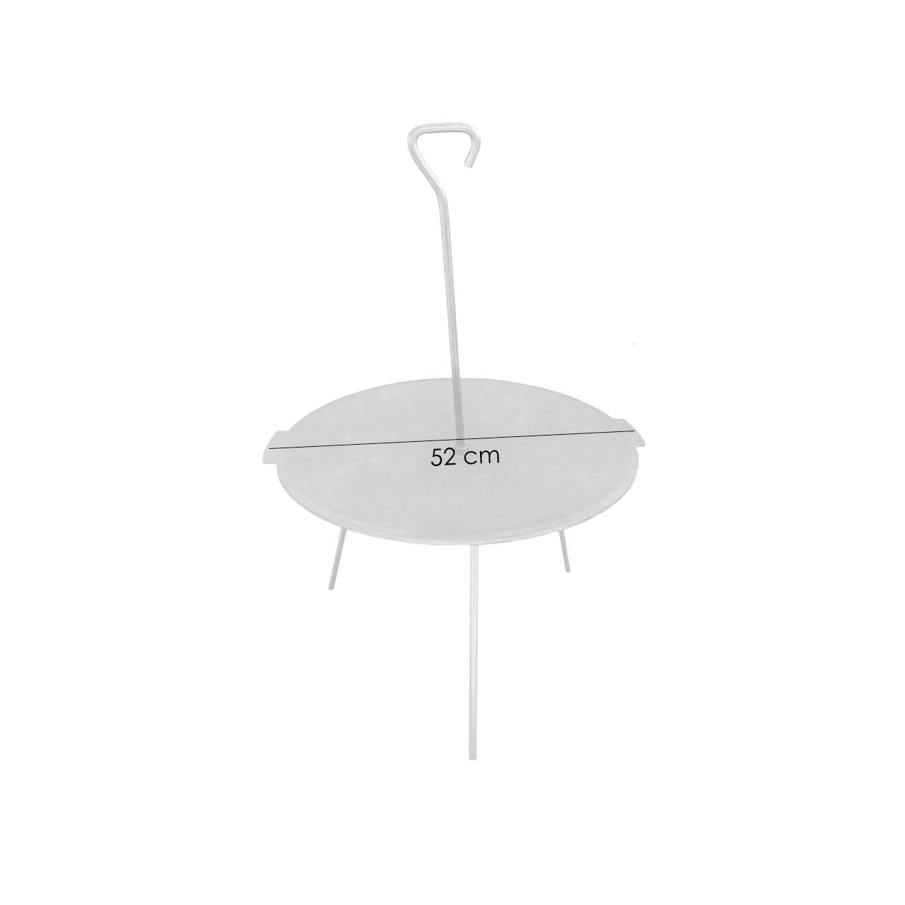 Grillkorong, öntöttvas, lábakkal és akasztóval, 52 cm, Prémium