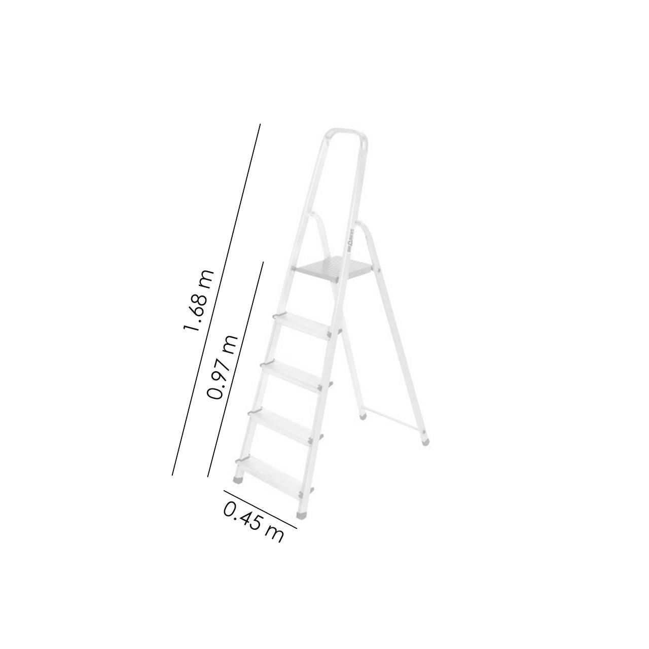 Alumínium létra, 4 fokos, platform, max. 125 kg, 1,68 m, Drabest