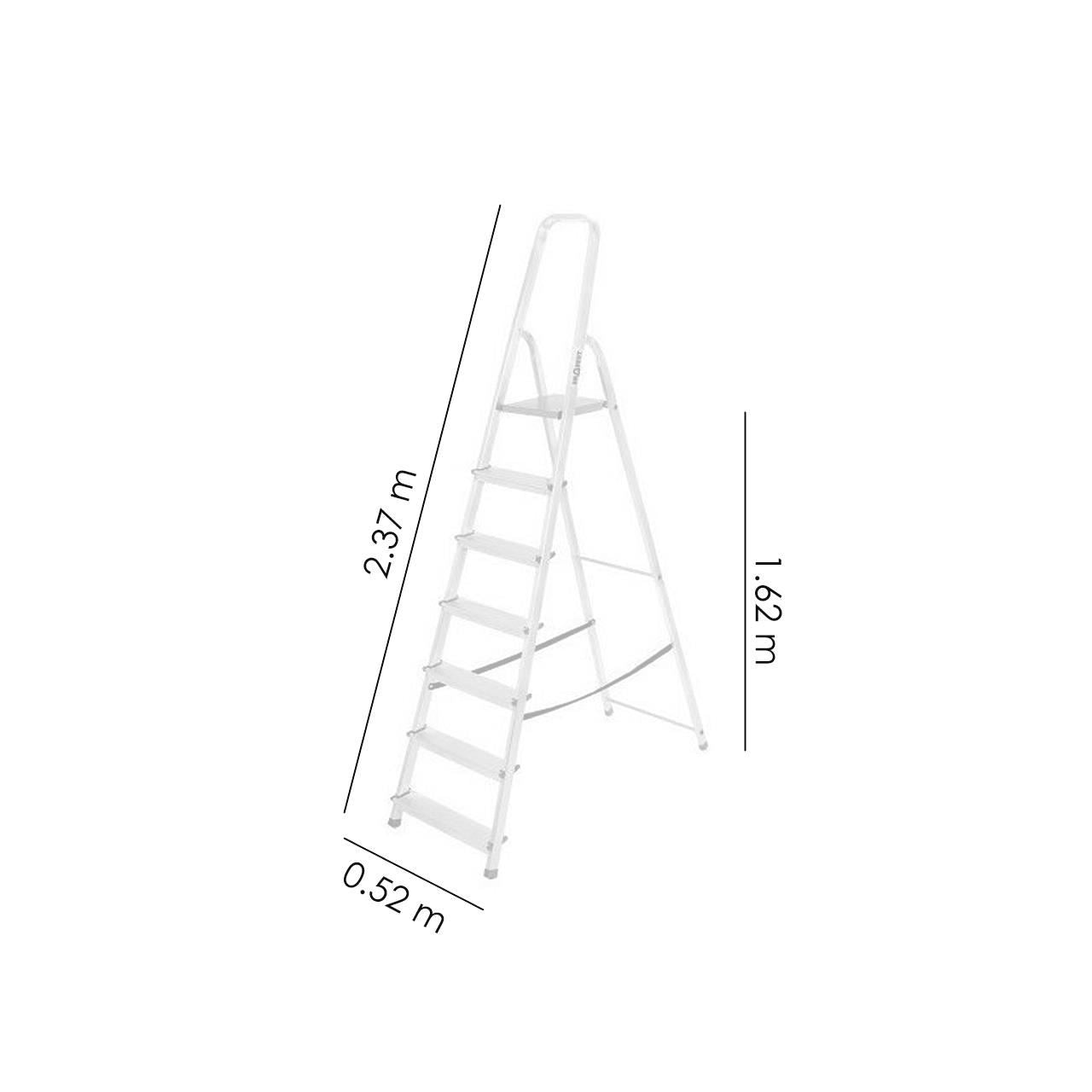 Alumínium létra, 7 fokos, platform, max. 125 kg, 2,37 m, Drabest