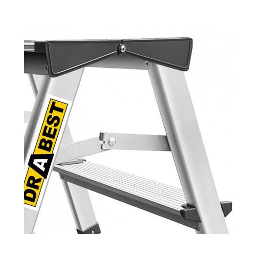 Alumínium létra, 2 részes, 1 fokos, platform, max. 125 kg, 0,44 m, Drabest