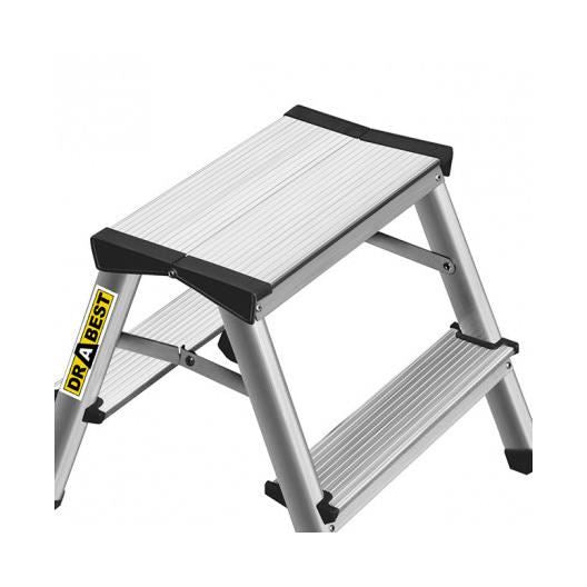 Alumínium létra, 2 részes, 1 fokos, platform, max. 125 kg, 0,44 m, Drabest