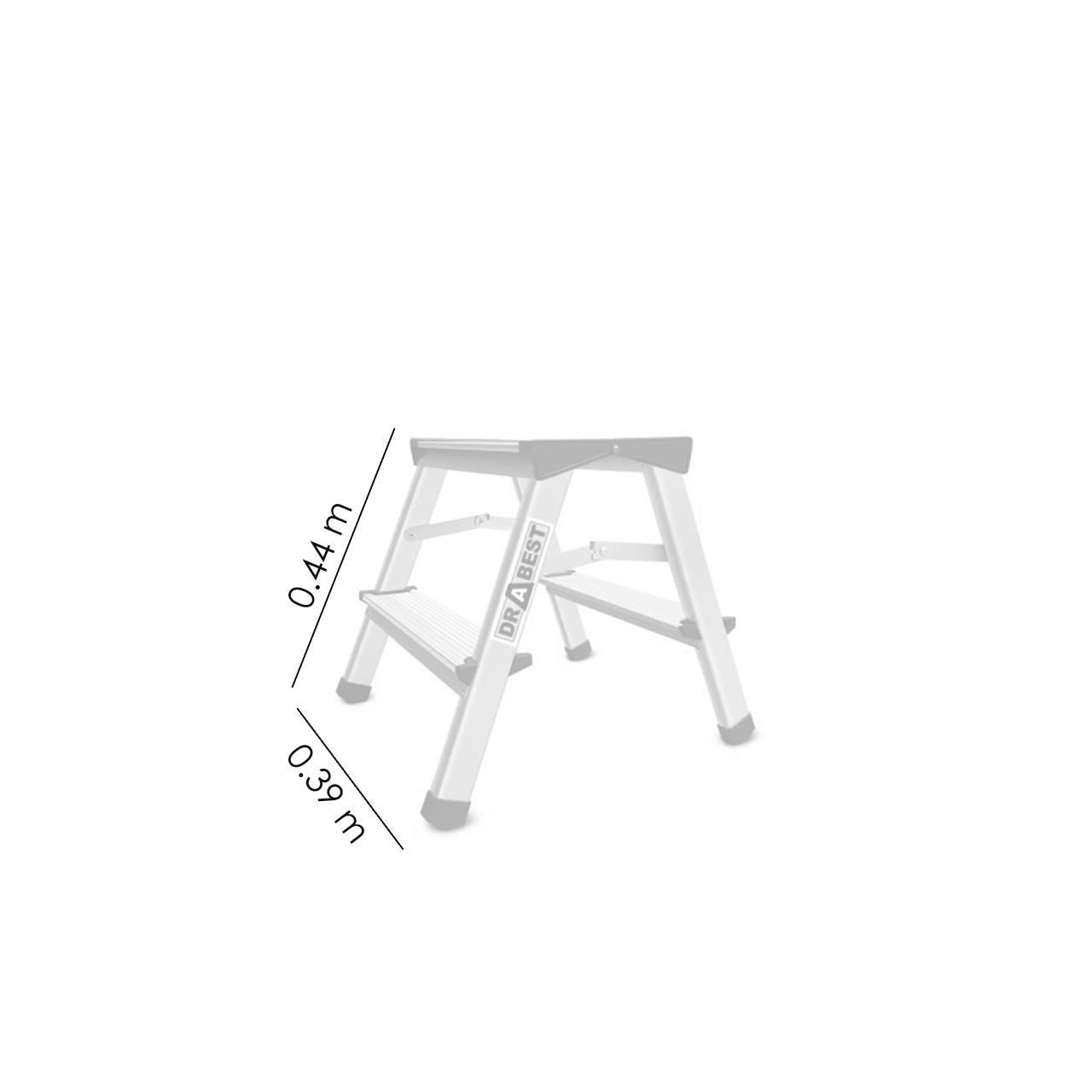 Alumínium létra, 2 részes, 1 fokos, platform, max. 125 kg, 0,44 m, Drabest