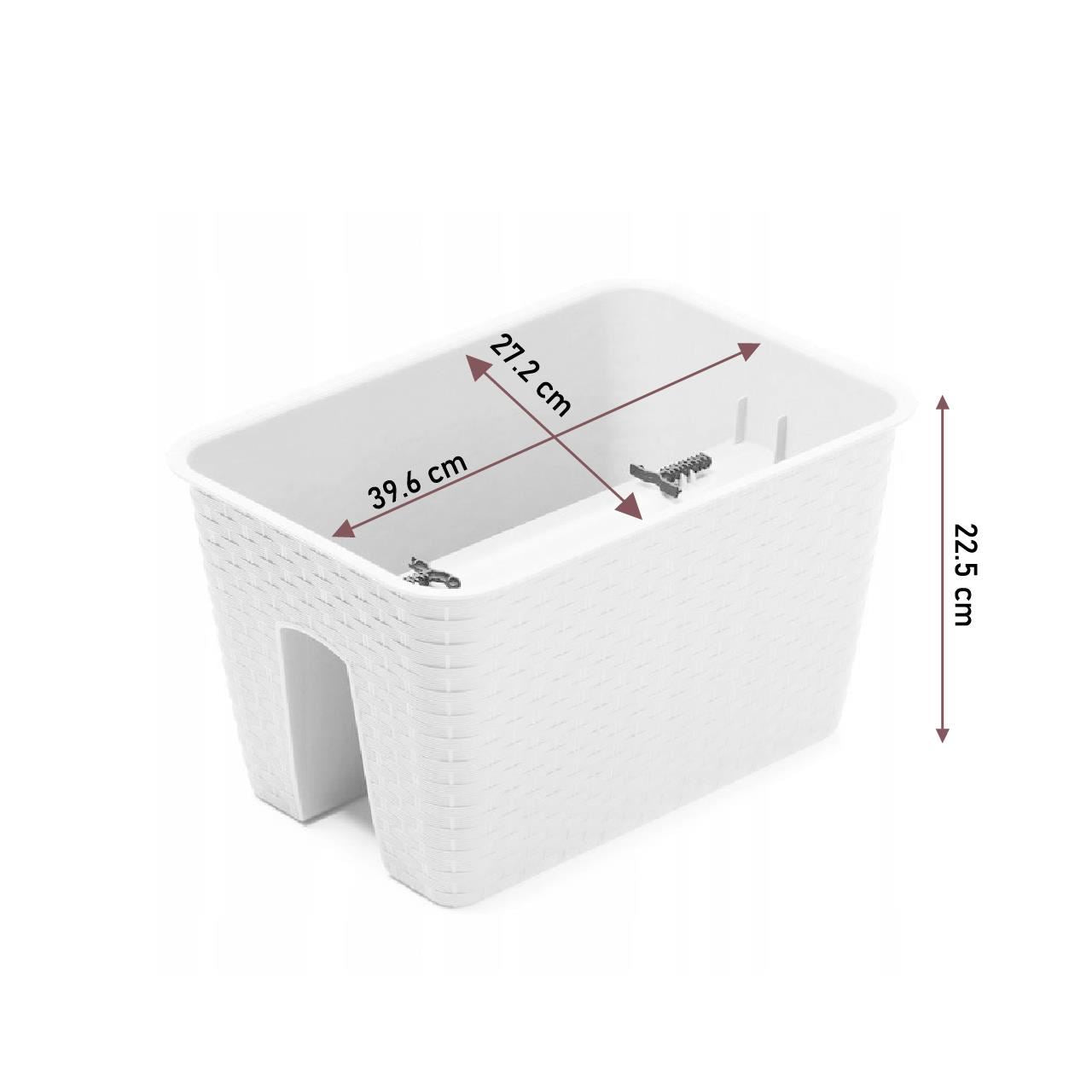 Ghiveci decorativ de flori, dreptunghiular, pentru balustrade, antracit, 39.6x27.2x22.5 cm, Ratolla Railing 