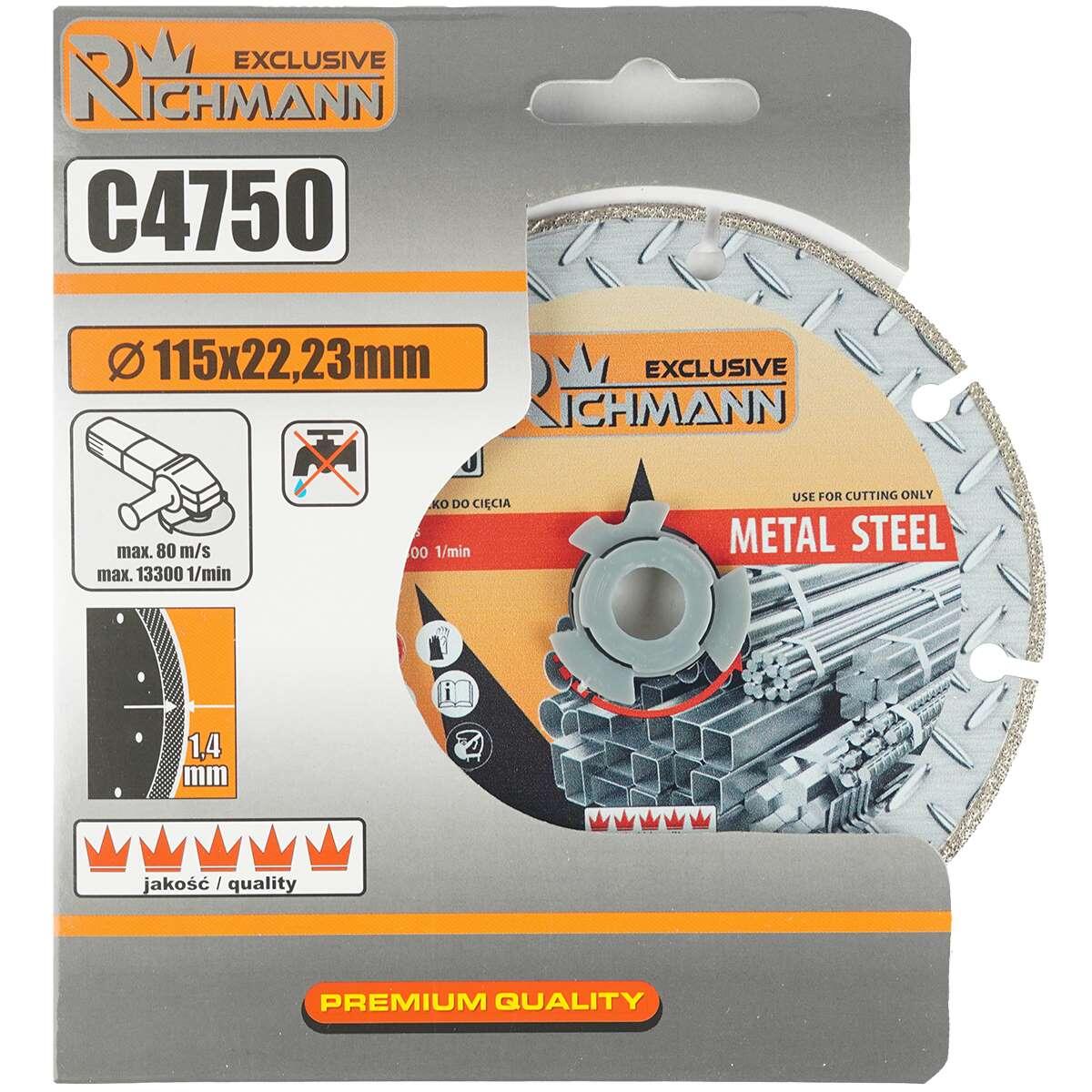 Szegmentált gyémánttárcsa, fém, száraz vágás, 115x1,4 mm, Richmann Exclusive