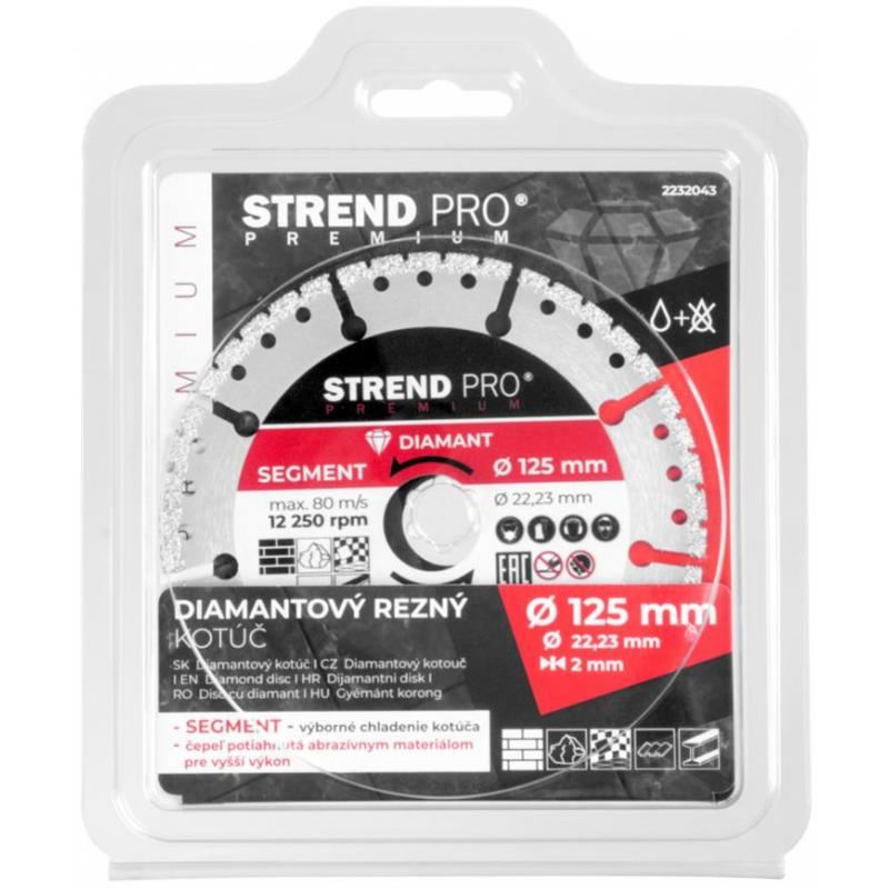 Szegmentált gyémántpenge, univerzális, vákuumforrasztott, nedves és száraz vágásra, 125 mm, Strend Pro Premium