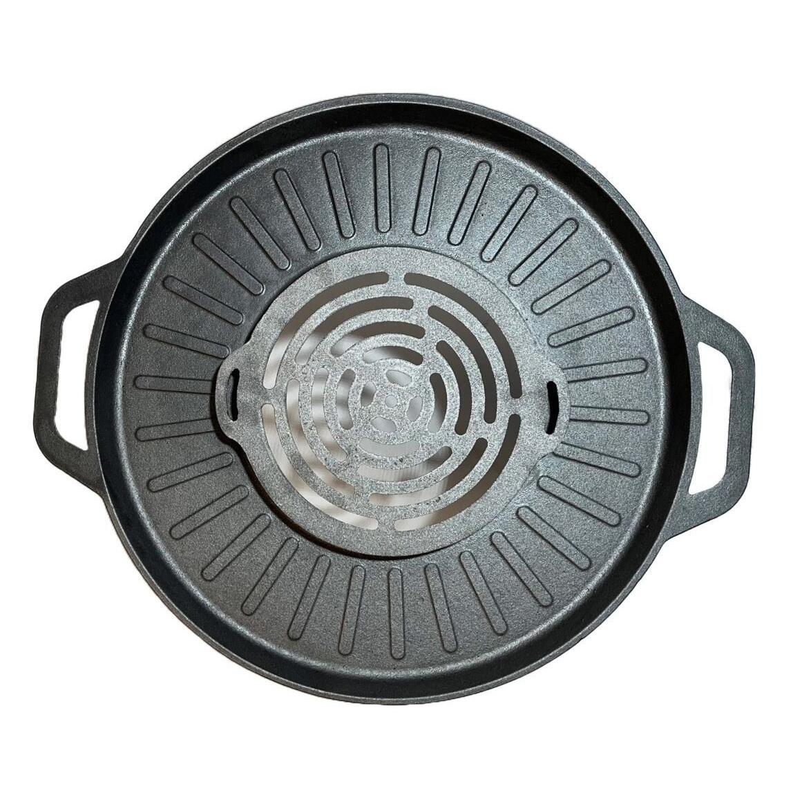 Grillkorong, öntöttvas, grillsütő típusú, lábakkal, 4 darabos készlet, 49,5 cm