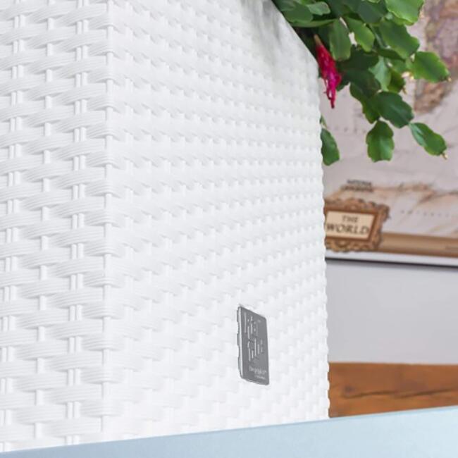 Ghiveci de flori, Prosperplast, Rato Low, patrat, 6.8 L, imitatie ratan, alb, 20x20x20.2 cm