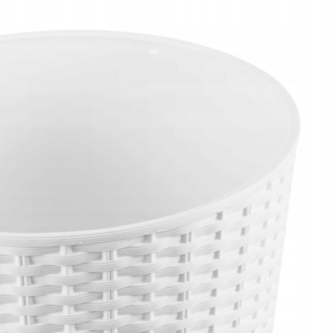 Ghiveci de flori, Prosperplast, Rato Tubus, rotund inalt, 15 L, imitatie ratan, alb, 25x47.6 cm