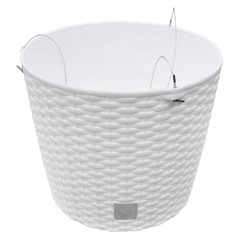 Ghiveci decorativ cu lant, Prosperplast, Rato Round, rotund, alb, 25.6x21.9 cm