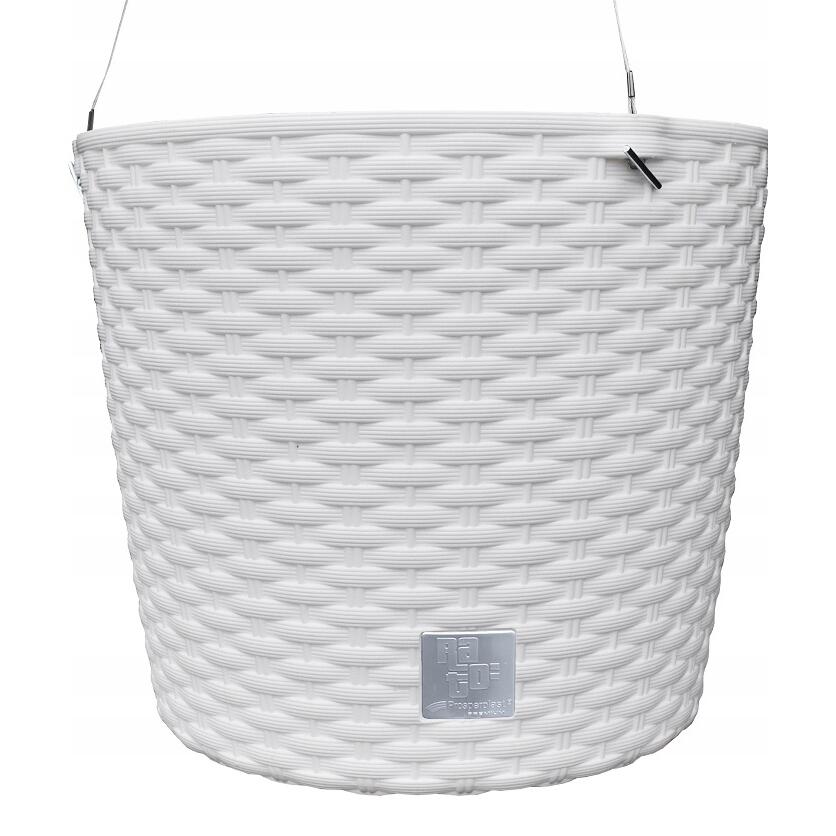 Ghiveci decorativ cu lant, Prosperplast, Rato Round, rotund, alb, 25.6x21.9 cm