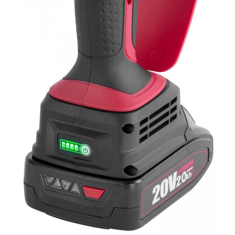 Elektromos láncfűrész ágakhoz, 2 Ah-s akkumulátorral, töltővel, 20 V-os Li-ion, szénkefe nélküli motorral, táskával, 15 cm, Worcraft