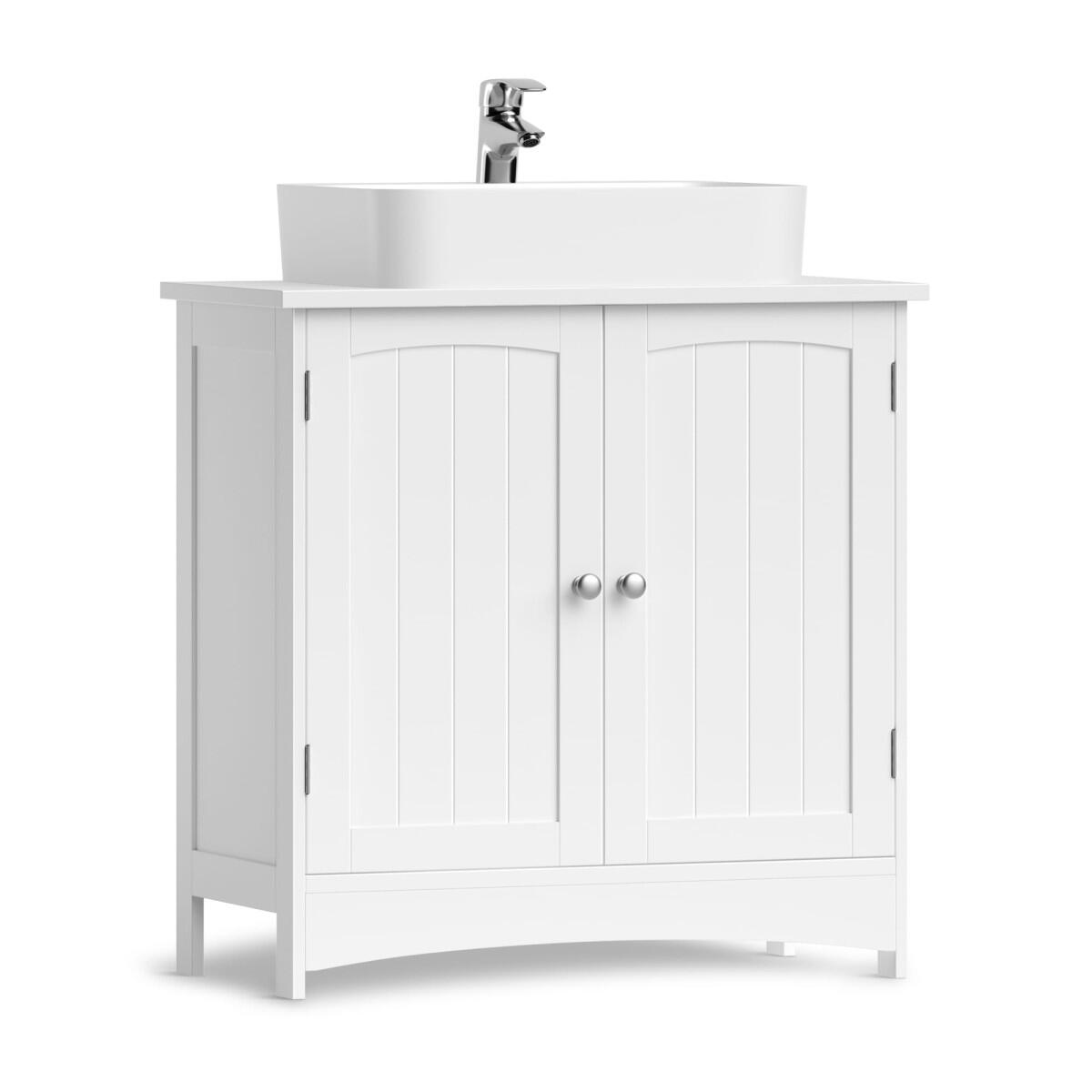 Dulap baie, placa MDF, 2 rafturi interioare, 2 usi, alb, 60x30x60 cm