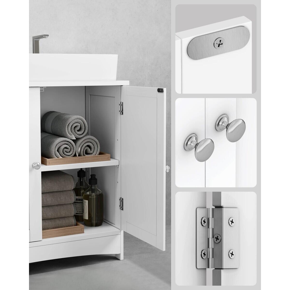 Dulap baie, placa MDF, 2 rafturi interioare, 2 usi, alb, 60x30x60 cm