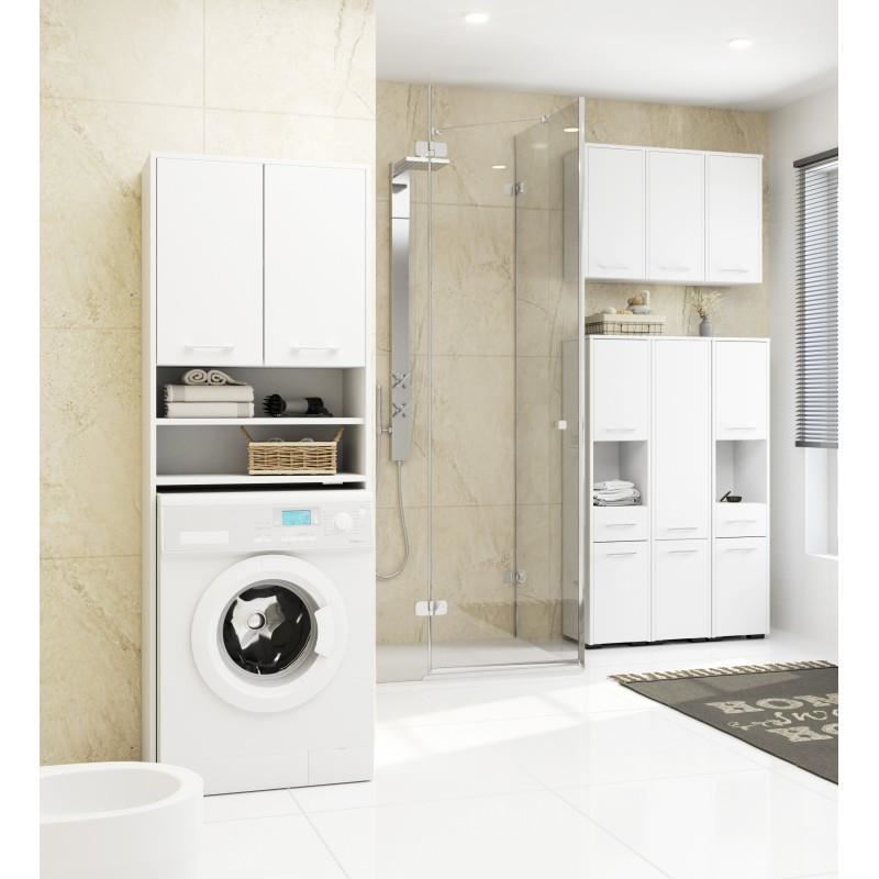 Dulap baie cu loc pentru masina de spalat, placa laminata, 4 rafturi, 2 usi, alb, 64x30x180 cm