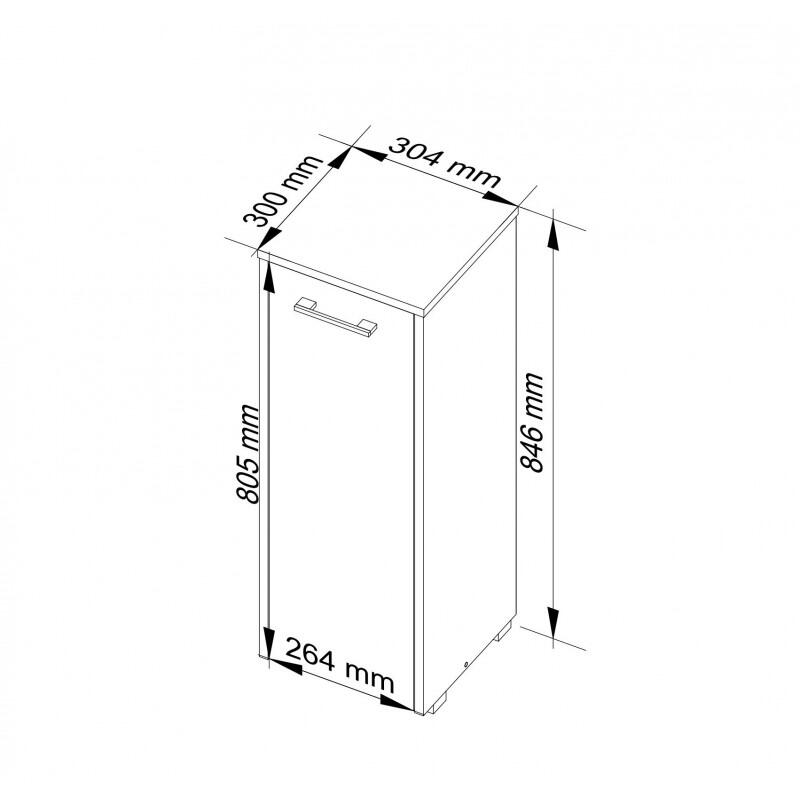 Dulap baie, placa laminata, 2 rafturi, alb si stejar Sonoma, 30x30x85 cm