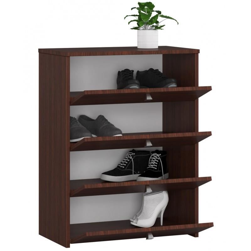 Cipőtároló szekrény, cipőtartó, laminált lap, 4 fiók, wenge, 60x33x80 cm