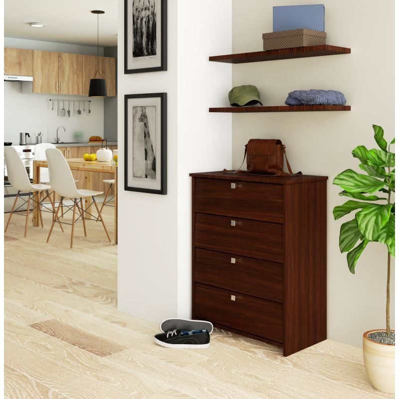 Cipőtároló szekrény, cipőtartó, laminált lap, 4 fiók, wenge, 60x33x80 cm