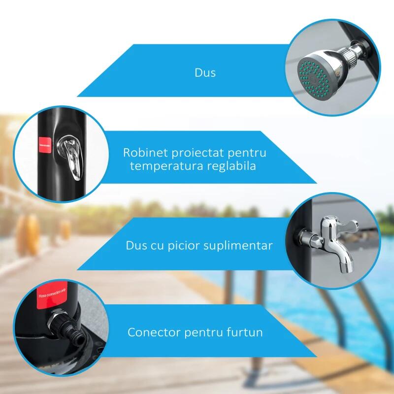 Dus solar pentru gradina, curbat, cap rotativ, 20 L