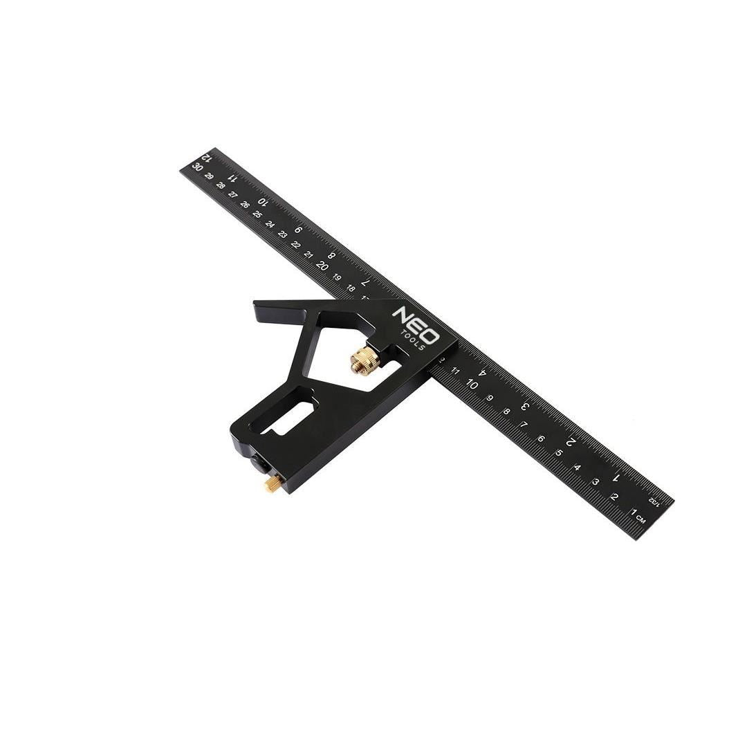 Echer tamplar/dulgher, multifunctional, aluminiu, drept, 30 cm, NEO