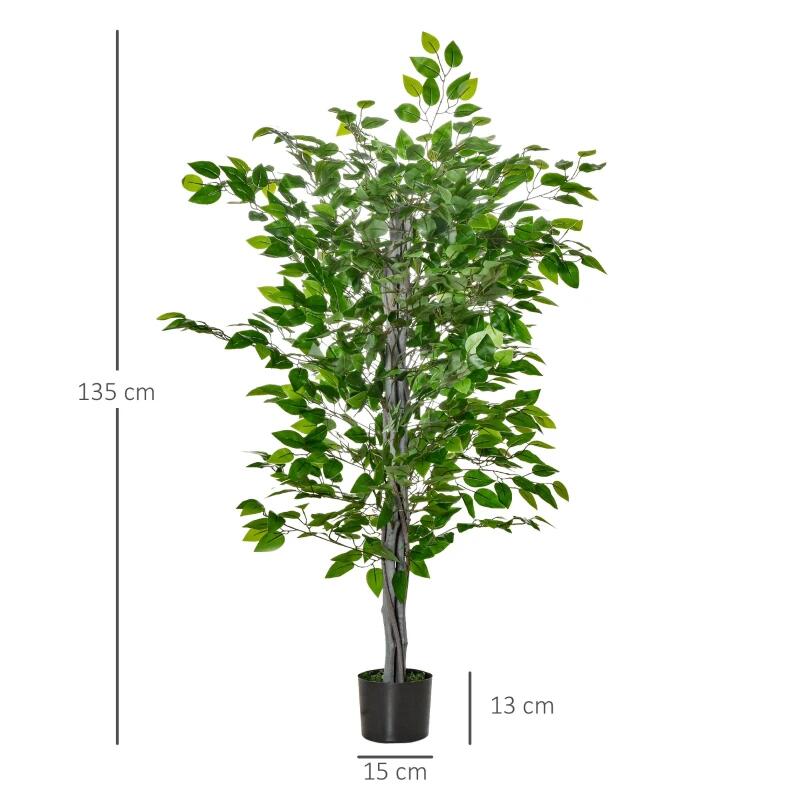Műnövény, fikusz cseréppel, zöld, 135 cm 