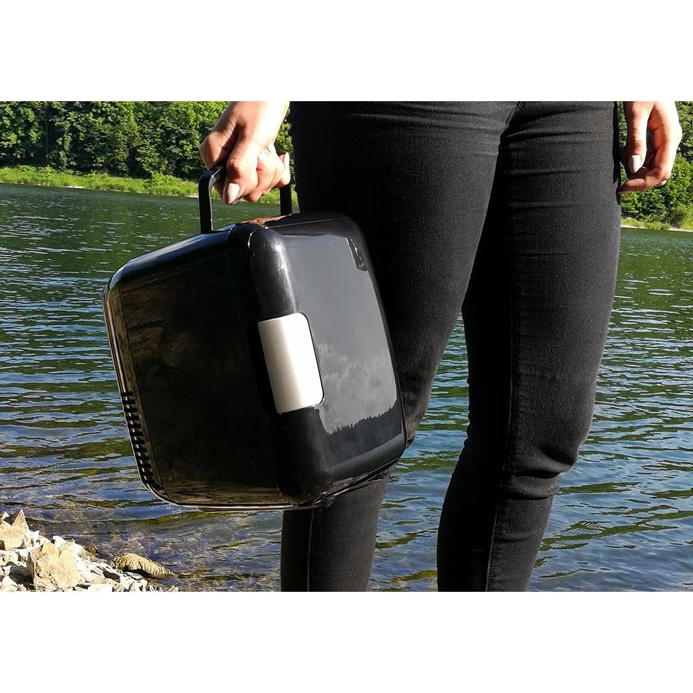 Turistahűtő, mini, 12V/220V, fekete, 4 L, 17,5x23,5x25 cm, Malatec