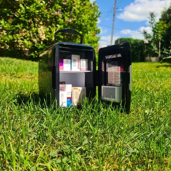 Turistahűtő, mini, 12V/220V, fekete, 4 L, 17,5x23,5x25 cm, Malatec