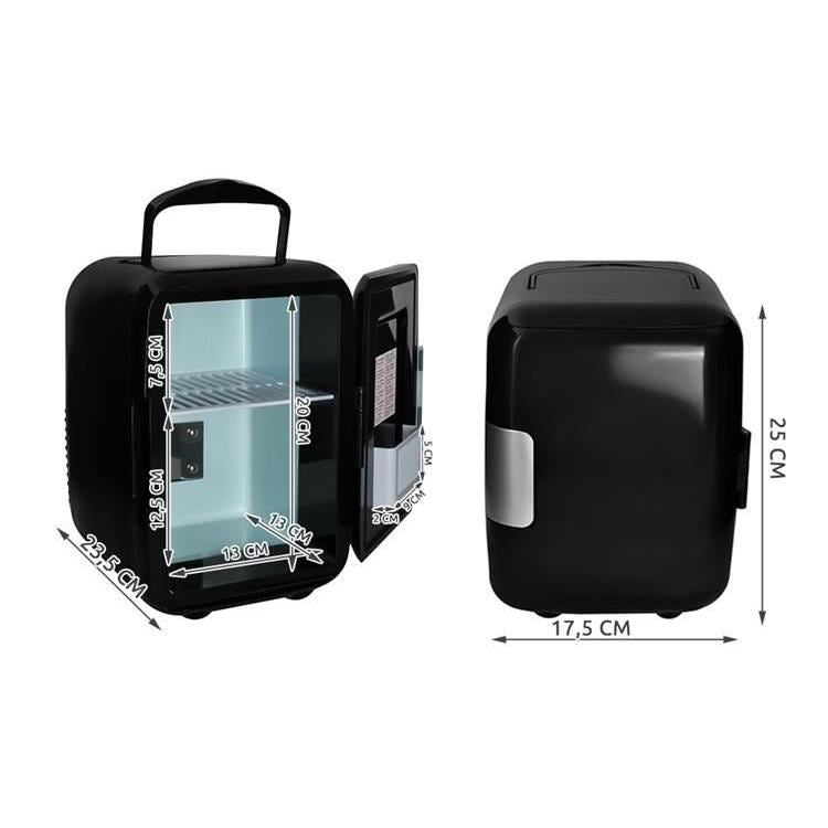 Turistahűtő, mini, 12V/220V, fekete, 4 L, 17,5x23,5x25 cm, Malatec