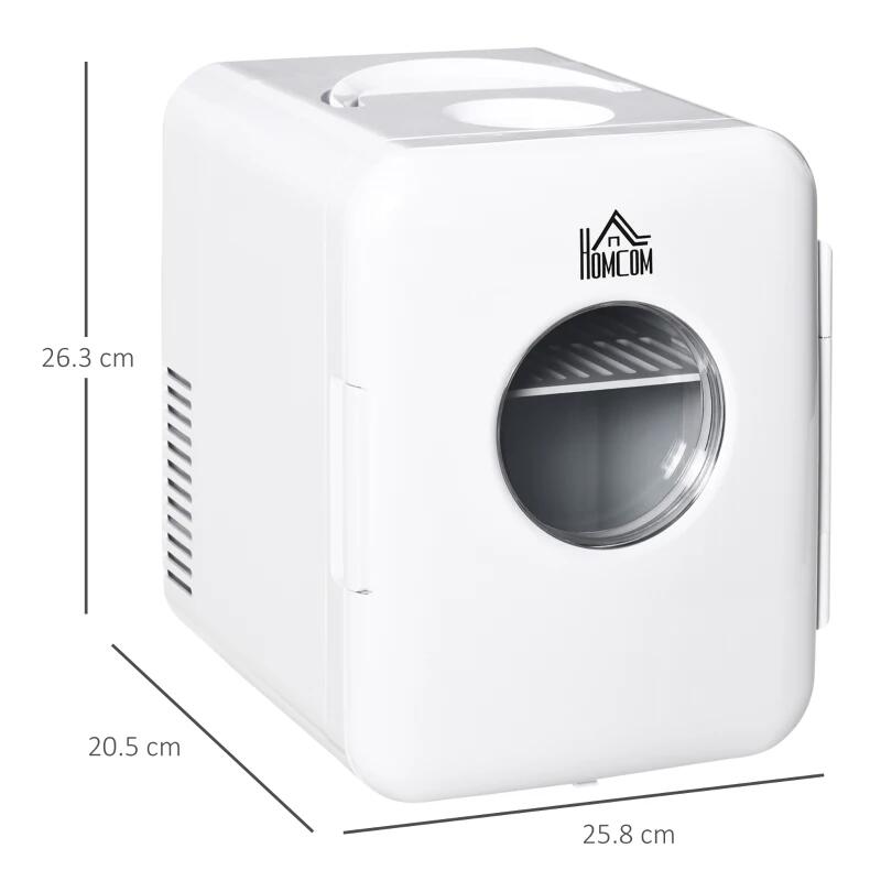 Turistahűtő, mini, 12V/220V, fehér, 4 L, 25,8x20,5x26,3 cm